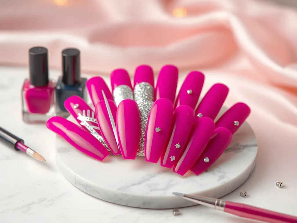 Paznokcie fuksja ze srebrem – inspiracje i zdobienia