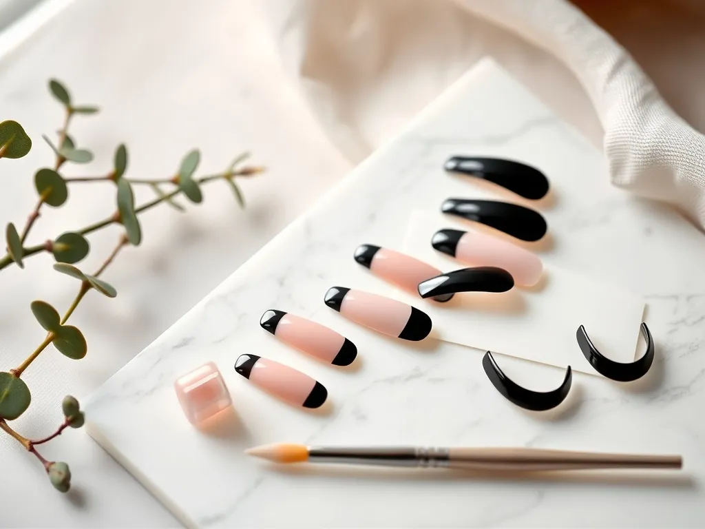 Stylowy french z czarnymi końcówkami na każdą okazję