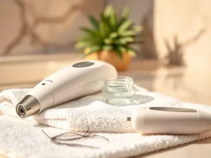 Kobieta przygotowuje domowy peeling z kawy i miodu w jasnej, nowoczesnej łazience.